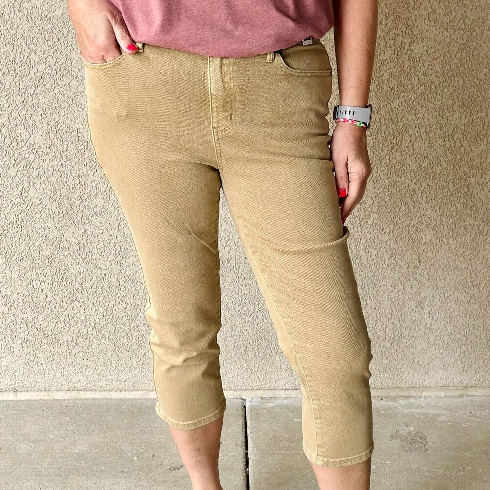 Judy Blue Garment Dyed Capri Jeans - Khaki